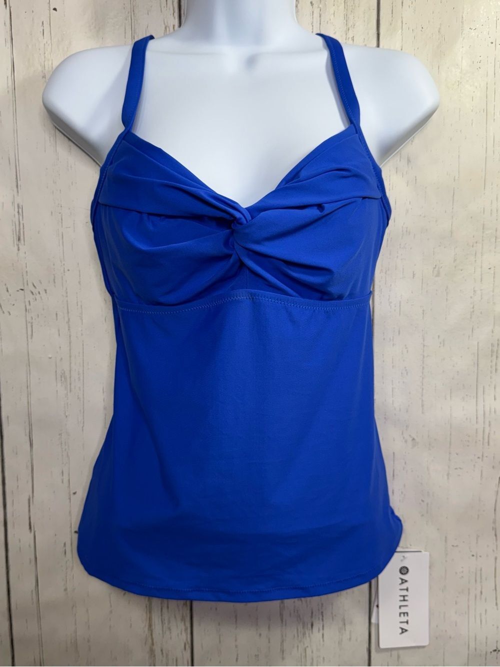 AthletaโCobalt Blue Twist Front Tankini Top Swimwear 34B/C Coastal Resort NWT